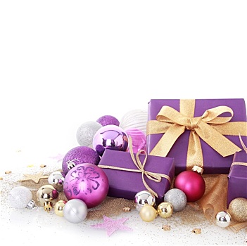 漂亮,紫色,圣诞节,白色背景,背景