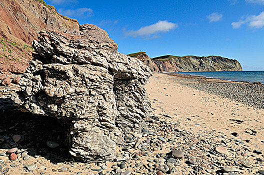 岩石,悬崖,马格达伦群岛,魁北克,加拿大,北美