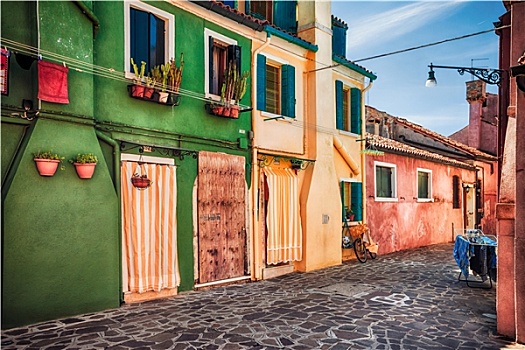 彩色,房子,布拉诺岛,威尼斯省