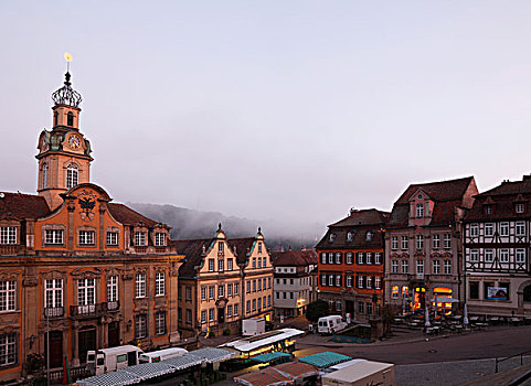 市场,市政厅,历史,城镇中心,巴登符腾堡,德国,欧洲