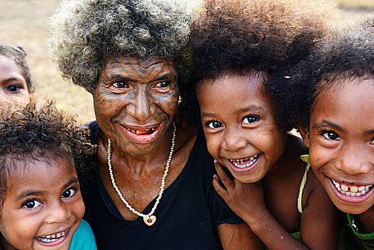 部落,女人,孩子,巴布亚新几内亚,大洋洲