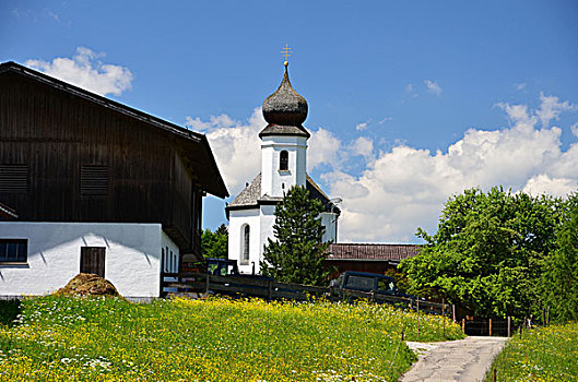 德国,巴伐利亚,乡村,教堂