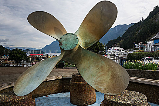雕塑,船,马掌,湾,温哥华,不列颠哥伦比亚省,加拿大