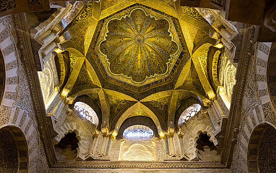 天花板,拱顶,米哈拉布,大教堂,科多巴,安达卢西亚,西班牙,欧洲