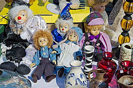娃娃,销售,跳蚤市场,市场,德累斯顿,萨克森,德国,欧洲