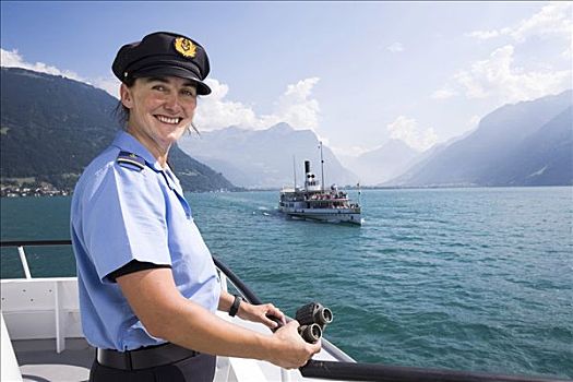 船长,乘客,船,蒸汽船,琉森湖,瑞士,欧洲
