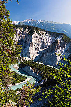 景色,河,峡谷,莱茵河,瑞士