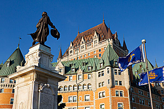 加拿大,魁北克,魁北克城,费尔蒙特,夫隆特纳克城堡,酒店,1893年,雕塑