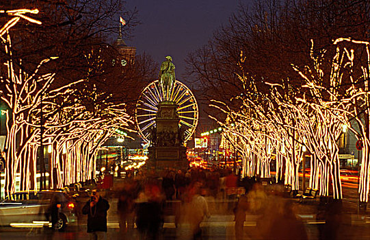 菩提树,圣诞节,时间,骑马,雕塑,弗雷德里克,摩天轮,红色市政厅,柏林,德国,欧洲