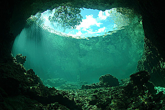 水下,洞穴,塞舌尔