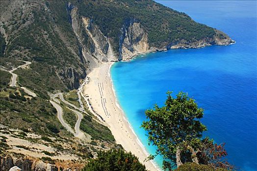 海滩,游泳,湾,沙滩,凯法利尼亚岛,爱奥尼亚群岛,希腊