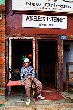 老人,尼泊尔,加德满都,五月,2007年