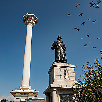 釜山塔,雕塑,公园,釜山,韩国