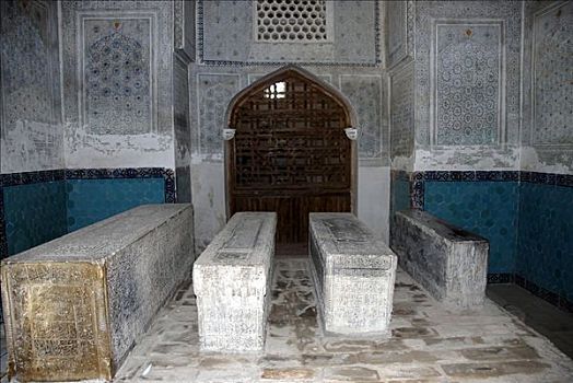 四个,墓穴,陵墓,清真寺,沙阿,乌兹别克斯坦,中亚