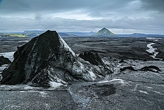 冰岛,火山,风景,冰河,遮盖,火山灰