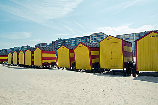 黄色,小屋,海滩