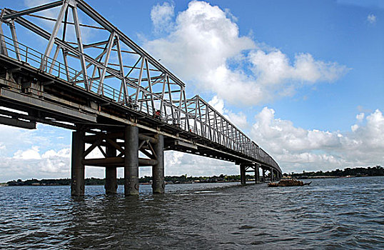 桥,上方,河,孟加拉,七月,2006年