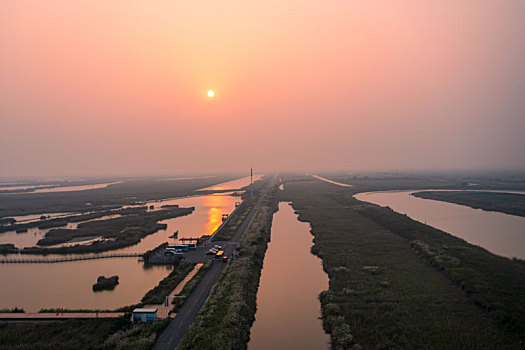 航拍黄河口生态旅游区