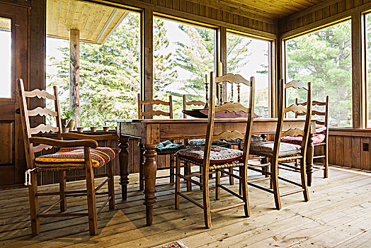 餐桌,椅子,木头,地板,室内,家,魁北克,加拿大