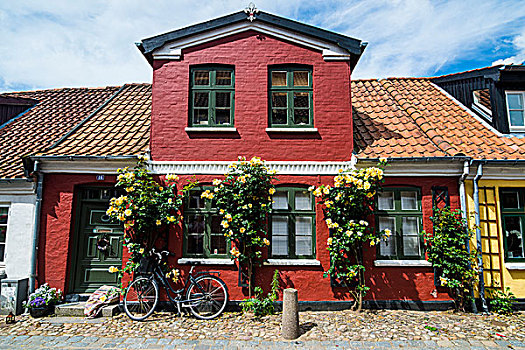 古老,房子,生存,城市,日德兰半岛,丹麦