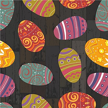 复活节彩蛋,厚木板,背景,矢量