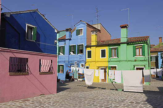 洗衣服,彩色,房子,威尼斯泻湖,意大利