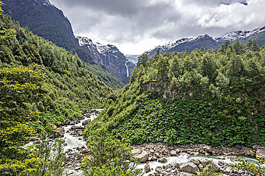 冰河河道,正面,悬挂,冰河,国家,波多黎各,智利,南美