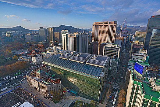 韩国,首尔,老,新,建筑
