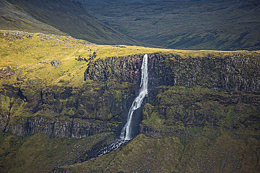 冰岛,瀑布,靠近,漂亮,亮光