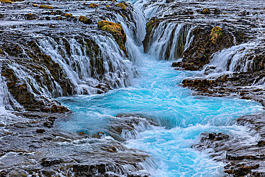 瀑布,青绿色,河流,冰岛,欧洲