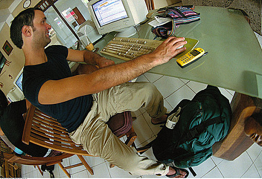 男人,坐,电脑