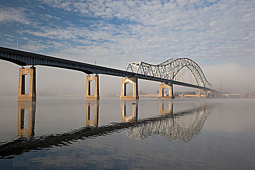 桥,密西西比河,爱荷华,伊利诺斯