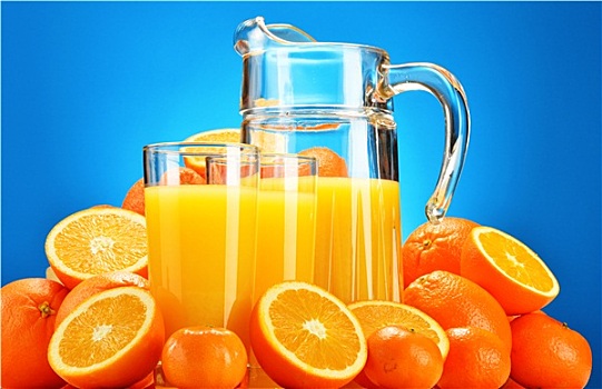 构图,玻璃杯,橙汁,水果