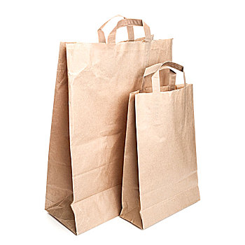 两个,购物,纸袋,隔绝,白色背景