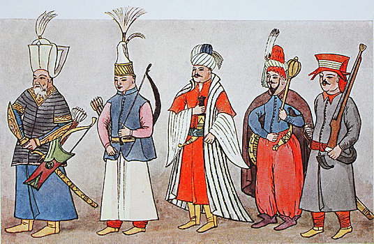 时尚,衣服,土耳其,17世纪,服饰,苏丹,插画,亚洲