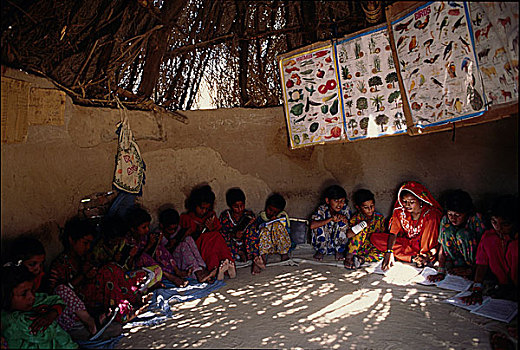 社交,小学,乡村,塔尔沙漠,信德省,省,巴基斯坦,五月,2005年