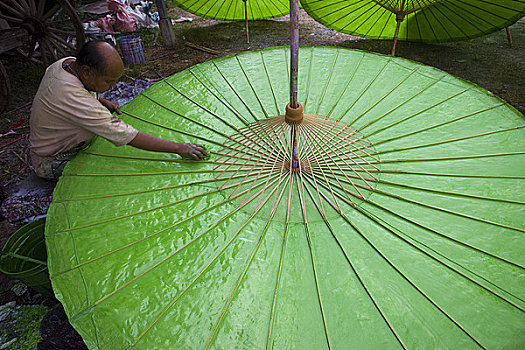 伞,展示,乡村,泰国