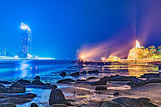 鼓浪屿夜景郑成功雕像