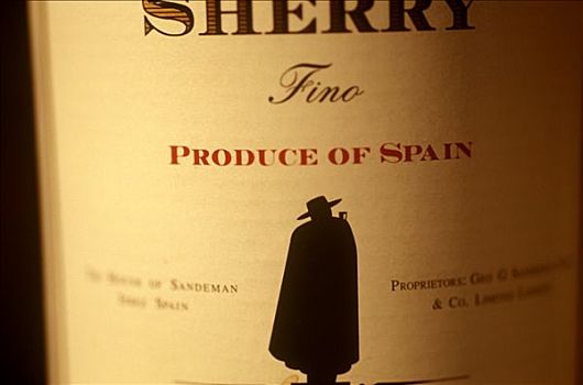 西班牙,雪利酒,瓶子,特写,标签