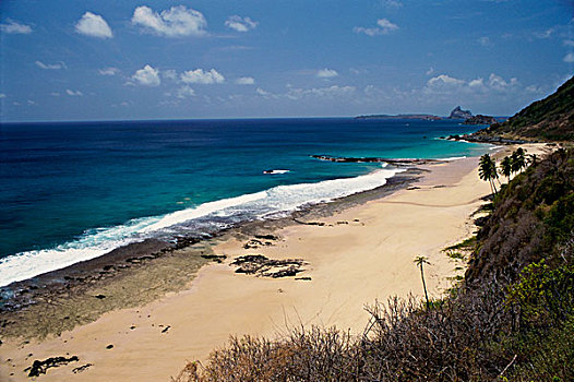 俯拍,海滩,费尔南多-迪诺罗尼亚,巴西
