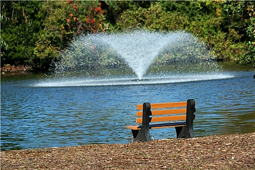 喷泉,水塘,长椅