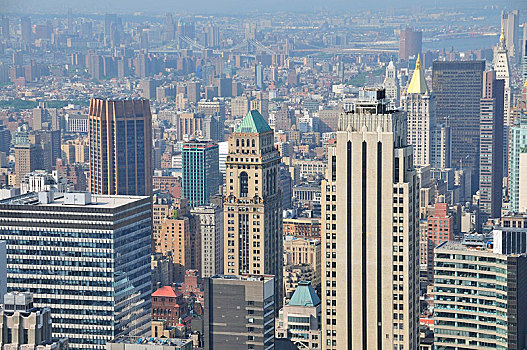 全景,上面,石头,眺望台,洛克菲勒中心,市区,曼哈顿,纽约,美国,北美