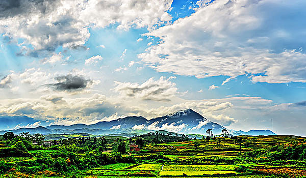 云,山,云雾,太阳,美景,雨后天晴,风光