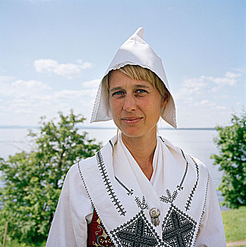 女人,穿,民俗,服饰,达拉那,瑞典