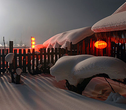 黑龙江雪乡夜景