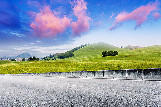 道路,草地,云,天空,背景