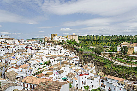 老城,建造,石头,塞特尼尔,安达卢西亚,西班牙,欧洲