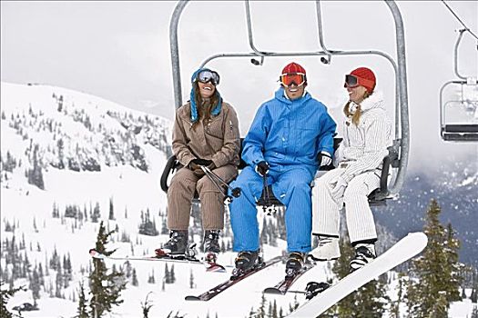 人,滑雪缆车,不列颠哥伦比亚省,加拿大