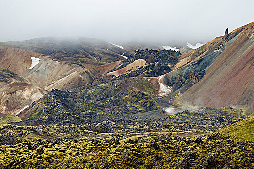 熔岩原,流纹岩,山,高,温度,区域,兰德玛纳,高地,冰岛,欧洲