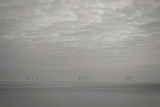 风轮机,海中,雾